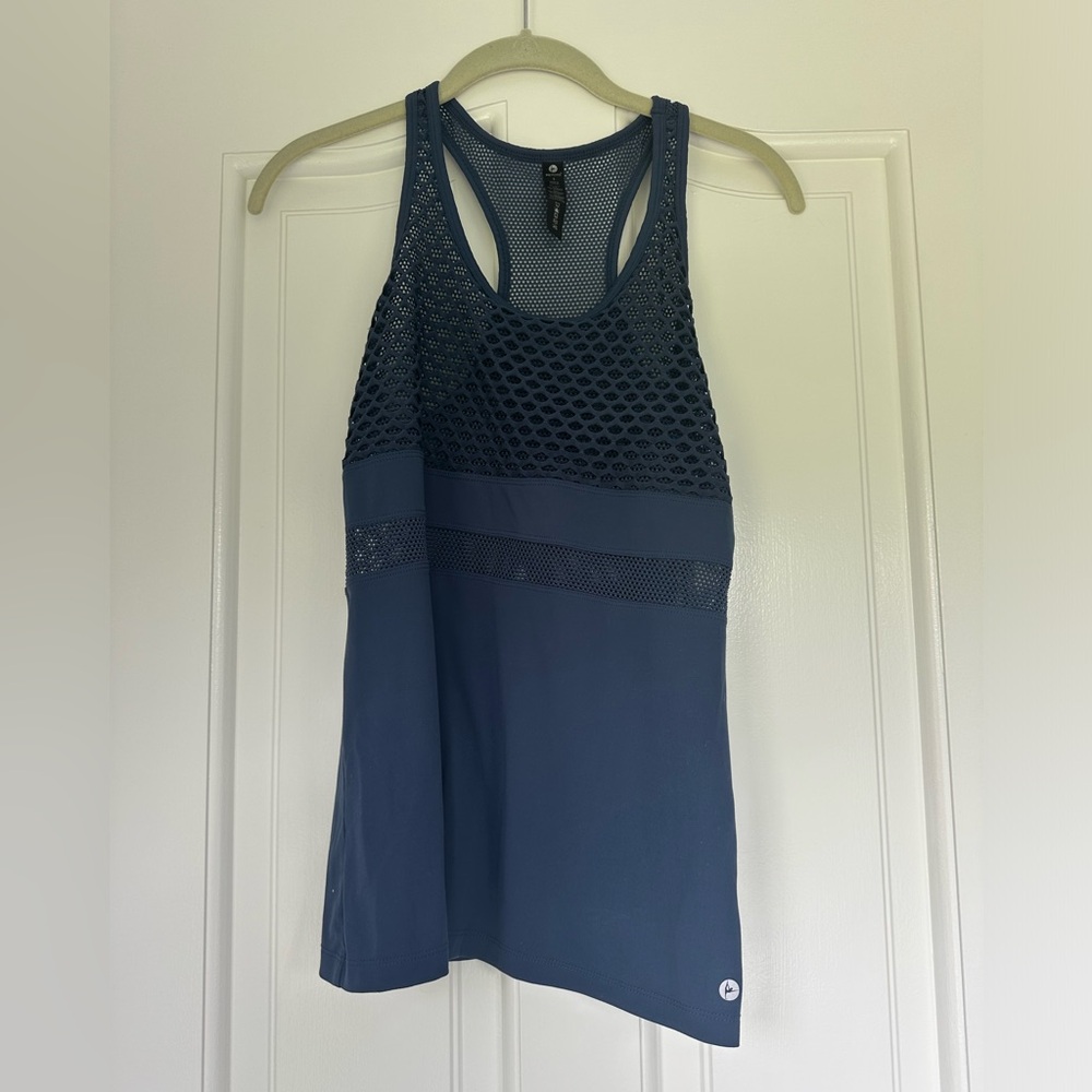 90 Degrees by Reflex Navy Workout Racerback Tank w/ Openings